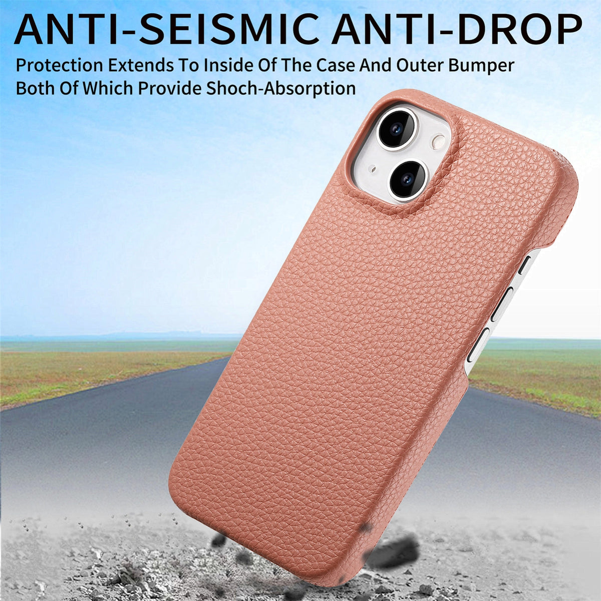 ELECTROPRIME For iPhone 15 Litchi Oil Edge Leather Back Phone Case(Pink)