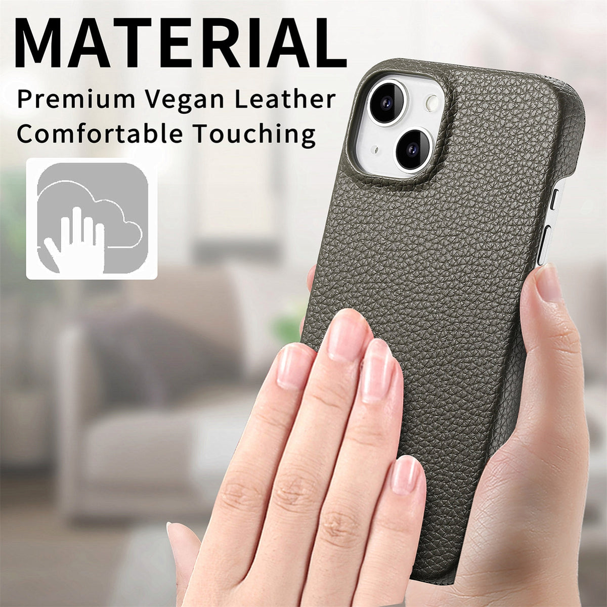 ELECTROPRIME For iPhone 15 Litchi Oil Edge Leather Back Phone Case(Grey)