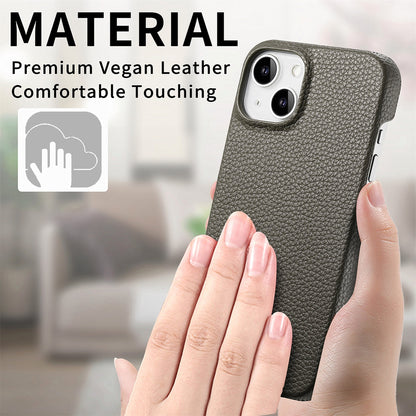 ELECTROPRIME For iPhone 15 Litchi Oil Edge Leather Back Phone Case(Grey)