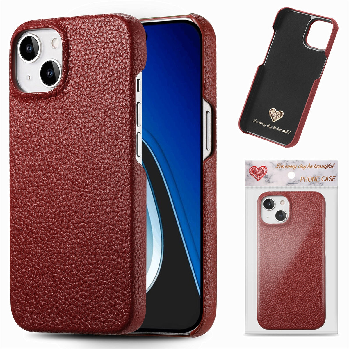 ELECTROPRIME For iPhone 15 Litchi Oil Edge Leather Back Phone Case(Red)