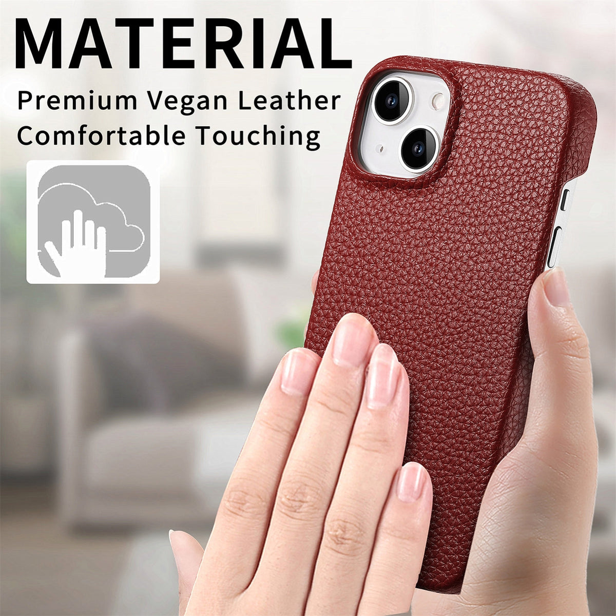 ELECTROPRIME For iPhone 15 Litchi Oil Edge Leather Back Phone Case(Red)