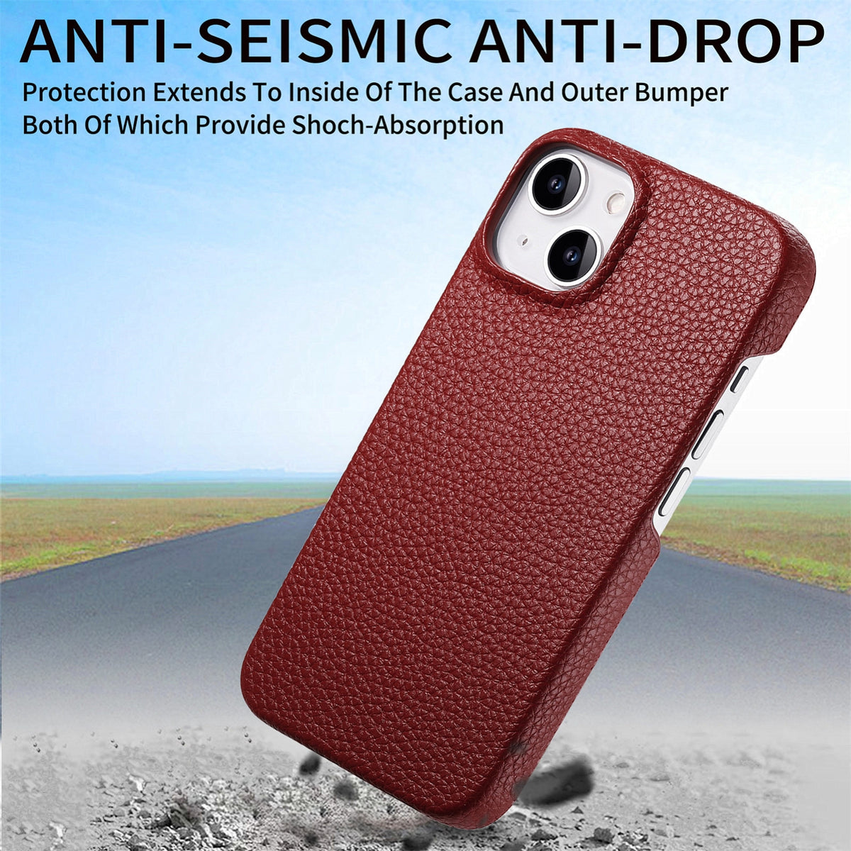 ELECTROPRIME For iPhone 15 Litchi Oil Edge Leather Back Phone Case(Red)