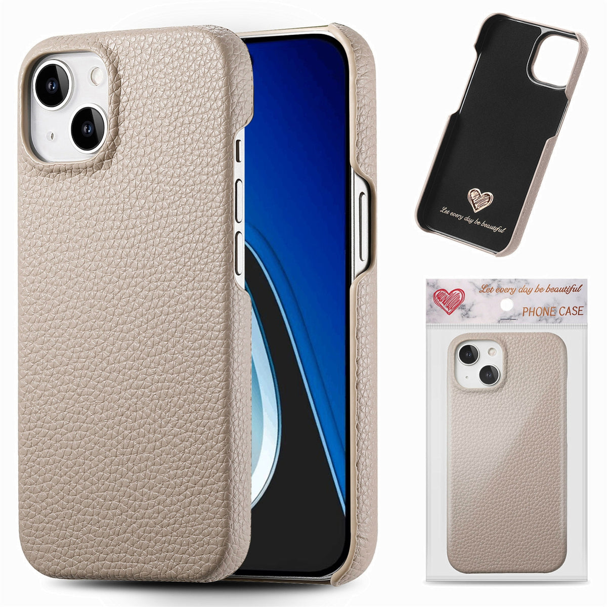 ELECTROPRIME For iPhone 15 Litchi Oil Edge Leather Back Phone Case(Khaki)