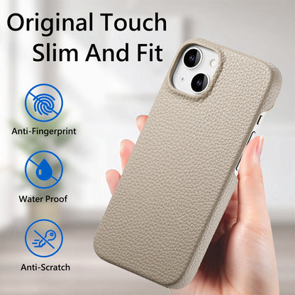 ELECTROPRIME For iPhone 15 Litchi Oil Edge Leather Back Phone Case(Khaki)