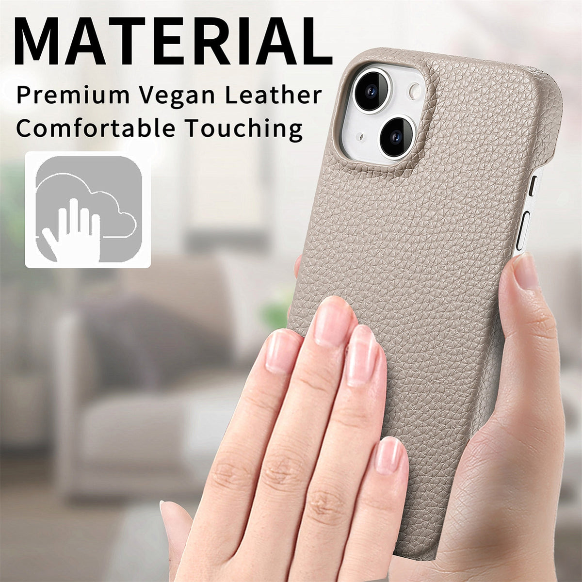 ELECTROPRIME For iPhone 15 Litchi Oil Edge Leather Back Phone Case(Khaki)