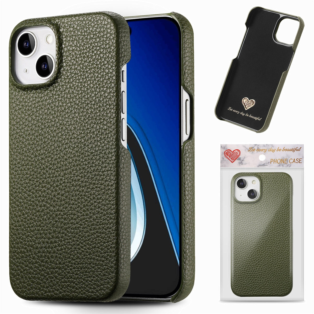 ELECTROPRIME For iPhone 15 Litchi Oil Edge Leather Back Phone Case(Green)
