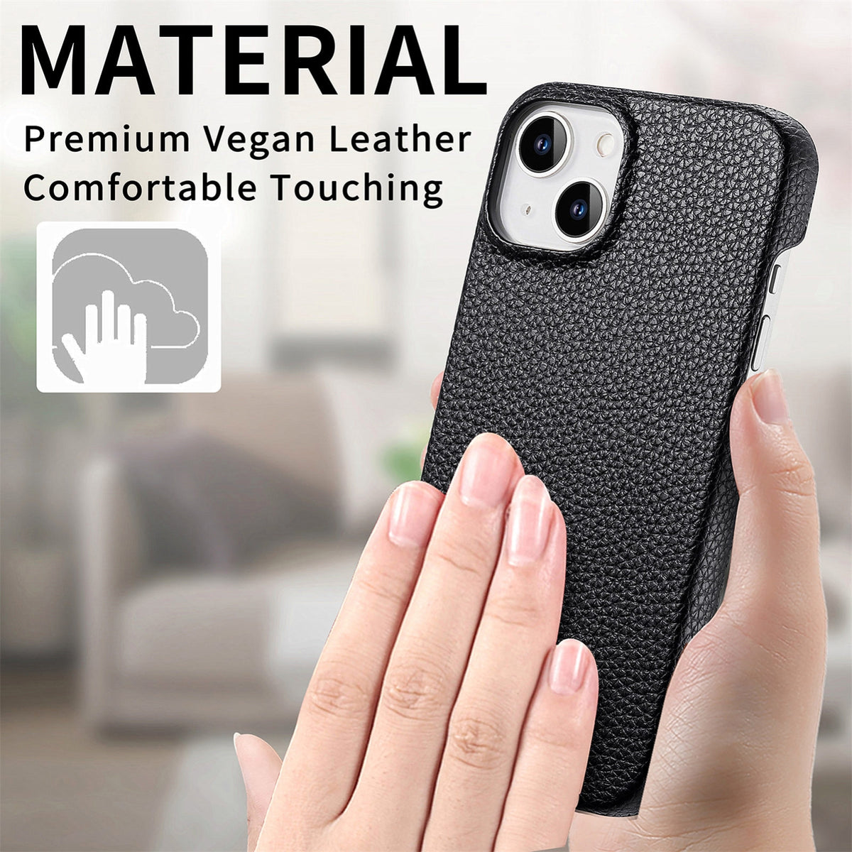 ELECTROPRIME For iPhone 15 Plus Litchi Oil Edge Leather Back Phone Case(Black)