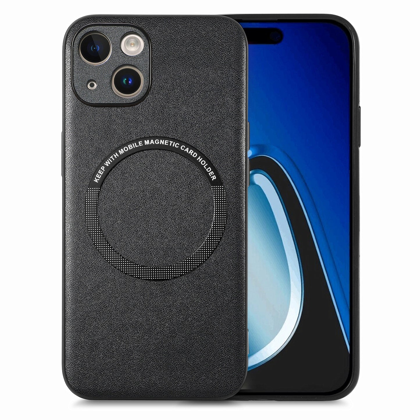 ELECTROPRIME For iPhone 15 Solid Color Leather Skin Back Phone Case(Black)
