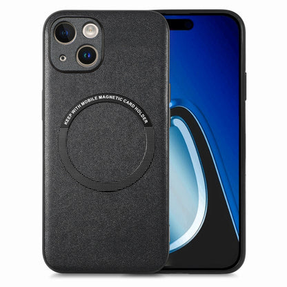 ELECTROPRIME For iPhone 15 Solid Color Leather Skin Back Phone Case(Black)