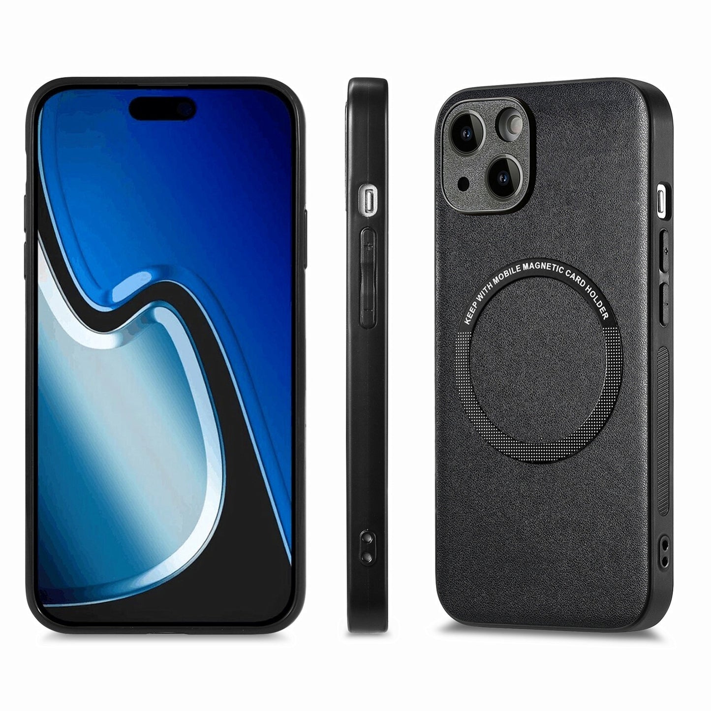 ELECTROPRIME For iPhone 15 Solid Color Leather Skin Back Phone Case(Black)