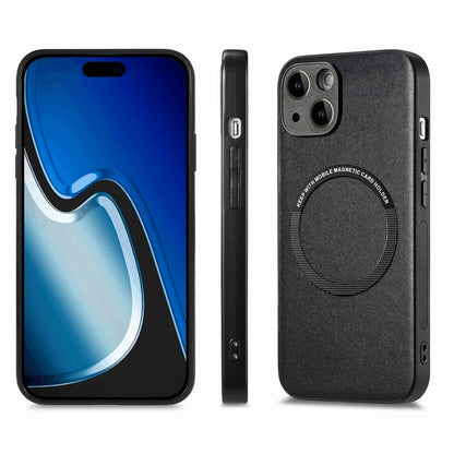ELECTROPRIME For iPhone 15 Solid Color Leather Skin Back Phone Case(Black)
