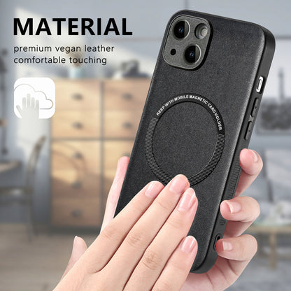 ELECTROPRIME For iPhone 15 Solid Color Leather Skin Back Phone Case(Black)