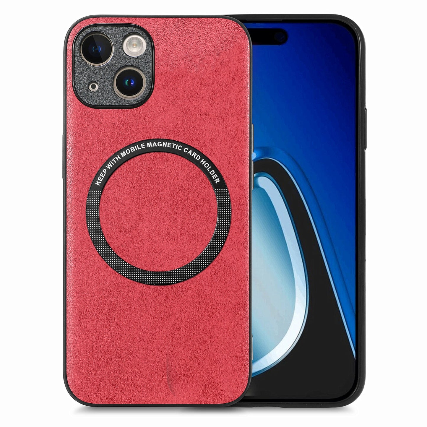 ELECTROPRIME For iPhone 15 Solid Color Leather Skin Back Phone Case(Red)