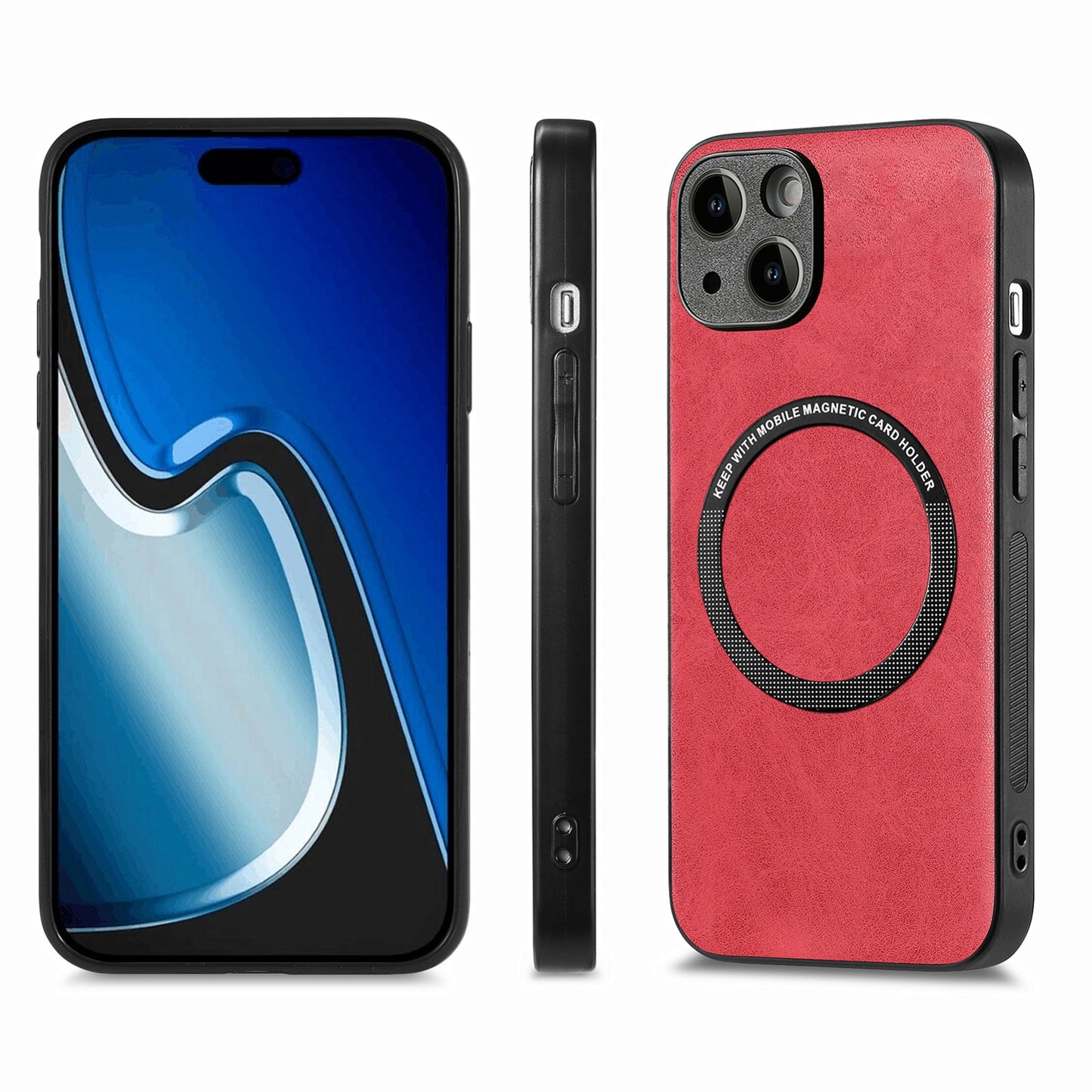 ELECTROPRIME For iPhone 15 Solid Color Leather Skin Back Phone Case(Red)