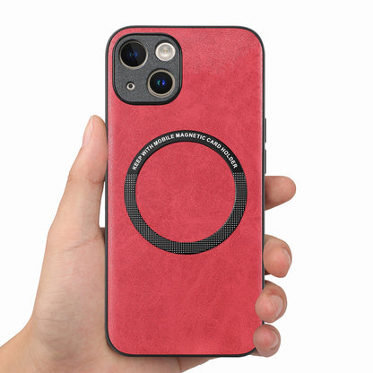 ELECTROPRIME For iPhone 15 Solid Color Leather Skin Back Phone Case(Red)