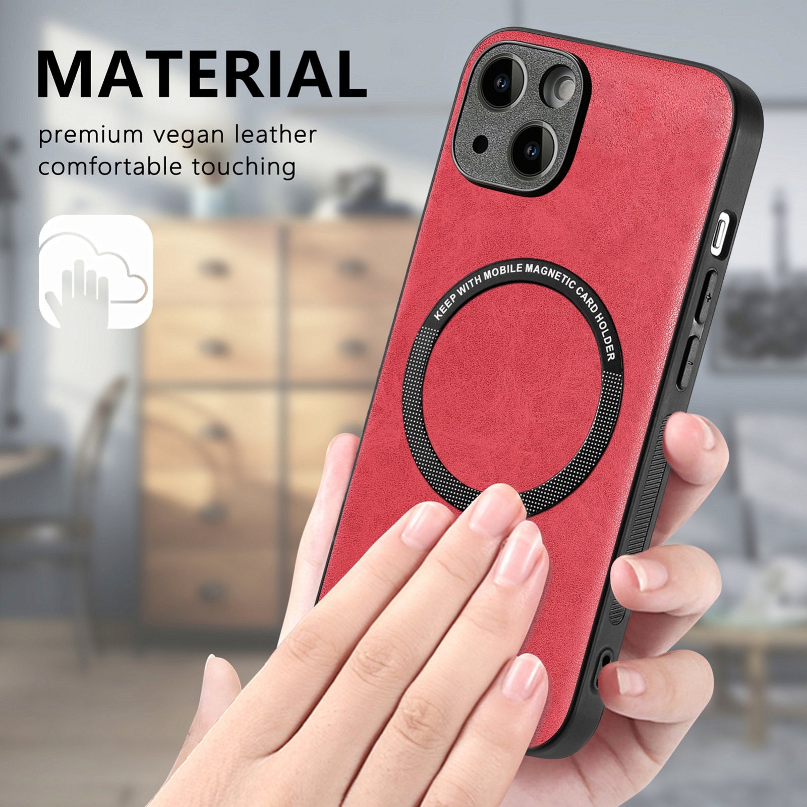 ELECTROPRIME For iPhone 15 Solid Color Leather Skin Back Phone Case(Red)