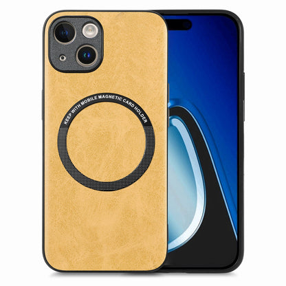 ELECTROPRIME For iPhone 15 Solid Color Leather Skin Back Phone Case(Yellow)