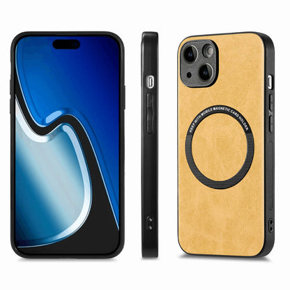 ELECTROPRIME For iPhone 15 Solid Color Leather Skin Back Phone Case(Yellow)