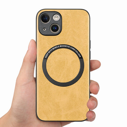 ELECTROPRIME For iPhone 15 Solid Color Leather Skin Back Phone Case(Yellow)