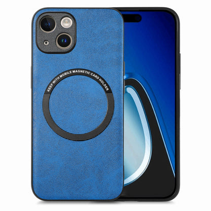 ELECTROPRIME For iPhone 15 Solid Color Leather Skin Back Phone Case(Blue)