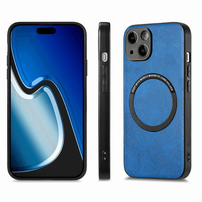 ELECTROPRIME For iPhone 15 Solid Color Leather Skin Back Phone Case(Blue)