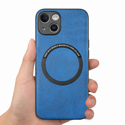 ELECTROPRIME For iPhone 15 Solid Color Leather Skin Back Phone Case(Blue)
