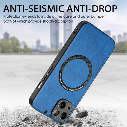 ELECTROPRIME For iPhone 15 Solid Color Leather Skin Back Phone Case(Blue)
