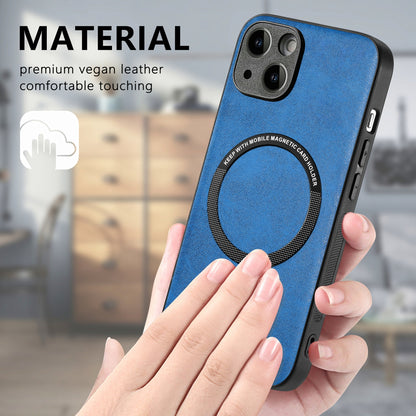 ELECTROPRIME For iPhone 15 Solid Color Leather Skin Back Phone Case(Blue)