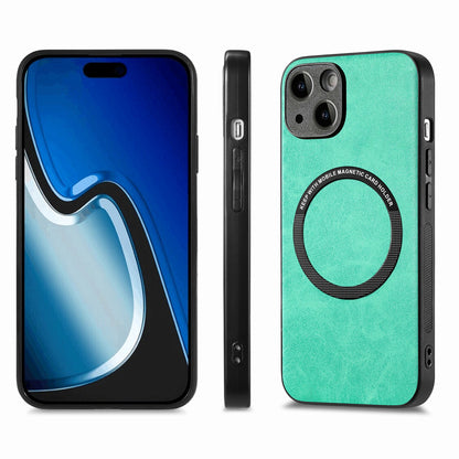 ELECTROPRIME For iPhone 15 Solid Color Leather Skin Back Phone Case(Green)