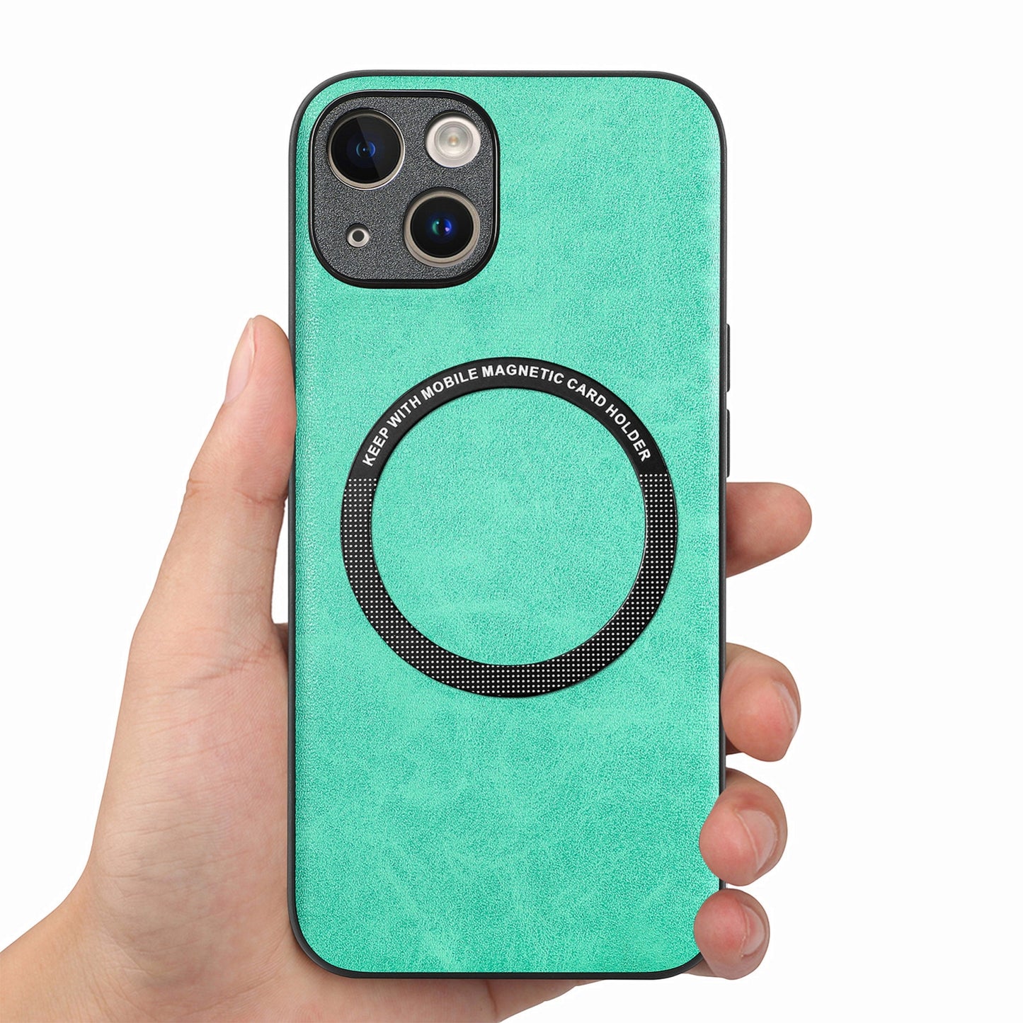 ELECTROPRIME For iPhone 15 Solid Color Leather Skin Back Phone Case(Green)