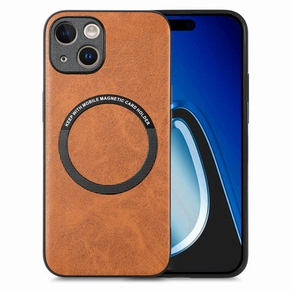 ELECTROPRIME For iPhone 15 Solid Color Leather Skin Back Phone Case(Brown)
