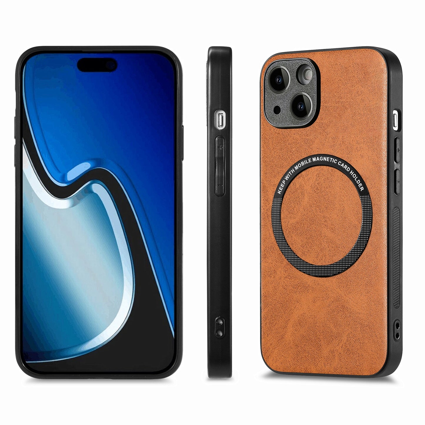 ELECTROPRIME For iPhone 15 Solid Color Leather Skin Back Phone Case(Brown)