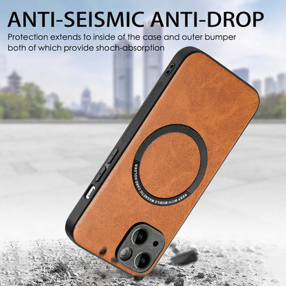 ELECTROPRIME For iPhone 15 Solid Color Leather Skin Back Phone Case(Brown)