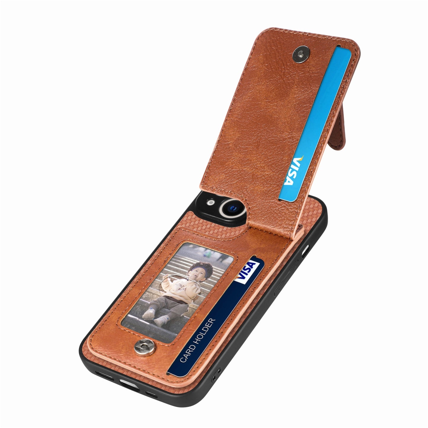 ELECTROPRIME For iPhone 15 Carbon Fiber Vertical Flip Zipper Phone Case(Brown)