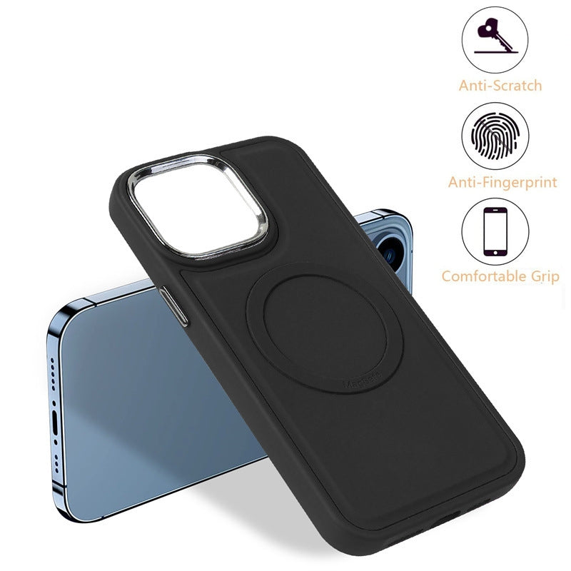 ELECTROPRIME For iPhone 15 Imitation Liquid Skin Feel Plating Magsafe Card Bag Phone Case(Blue)