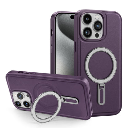 ELECTROPRIME For iPhone 15 Shield MagSafe Magnetic Holder Phone Case(Purple)