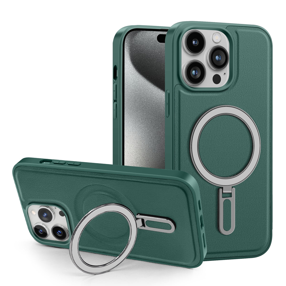 ELECTROPRIME For iPhone 15 Shield MagSafe Magnetic Holder Phone Case(Green)