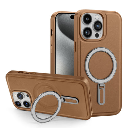 ELECTROPRIME For iPhone 15 Shield MagSafe Magnetic Holder Phone Case(Brown)