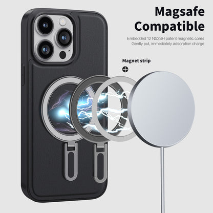 ELECTROPRIME For iPhone 15 Shield MagSafe Magnetic Holder Phone Case(Black)