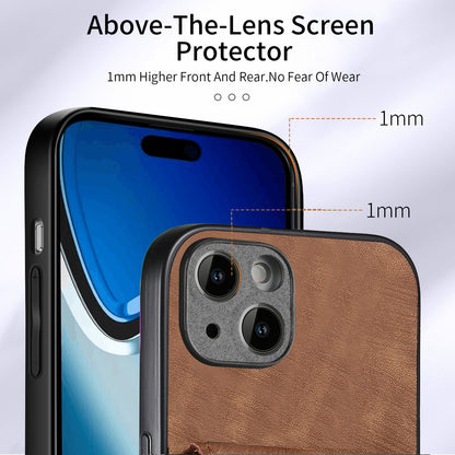 ELECTROPRIME For iPhone 15 Retro Card Wallet Fold Leather Phone Case with Strap(Brown)