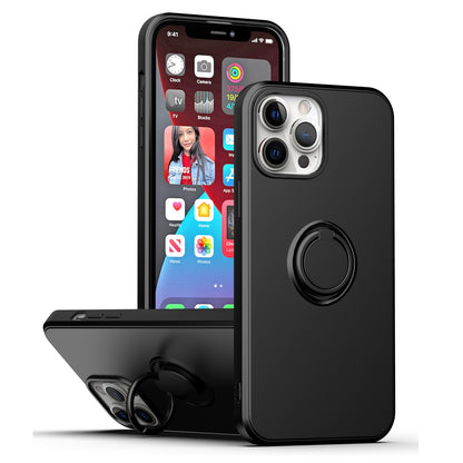 ELECTROPRIME For iPhone 15 Ring Kickstand Silicone Phone Case(Black)