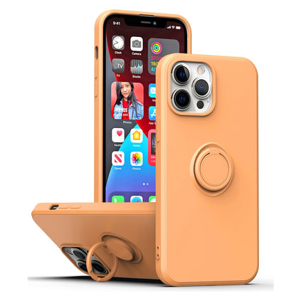 ELECTROPRIME For iPhone 15 Ring Kickstand Silicone Phone Case(Orange)