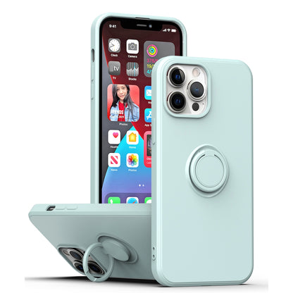 ELECTROPRIME For iPhone 15 Ring Kickstand Silicone Phone Case(Light Cyan)