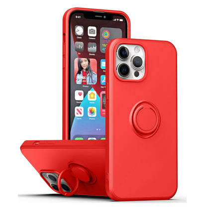 ELECTROPRIME For iPhone 15 Ring Kickstand Silicone Phone Case(Red)
