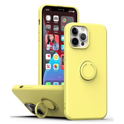 ELECTROPRIME For iPhone 15 Ring Kickstand Silicone Phone Case(Yellow)