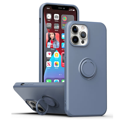 ELECTROPRIME For iPhone 15 Ring Kickstand Silicone Phone Case(Blue Gray)