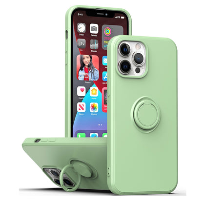 ELECTROPRIME For iPhone 15 Ring Kickstand Silicone Phone Case(Matcha Green)