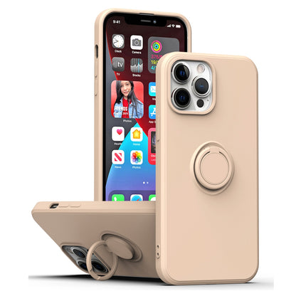 ELECTROPRIME For iPhone 15 Ring Kickstand Silicone Phone Case(Pink)