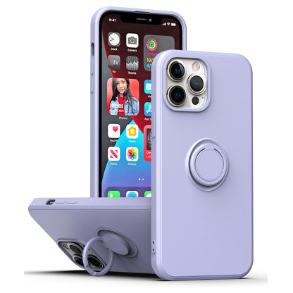 ELECTROPRIME For iPhone 15 Ring Kickstand Silicone Phone Case(Light Purple)