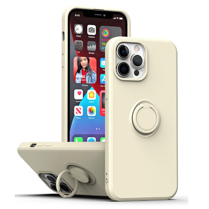 ELECTROPRIME For  iPhone 15 Plus Ring Kickstand Silicone Phone Case(White)